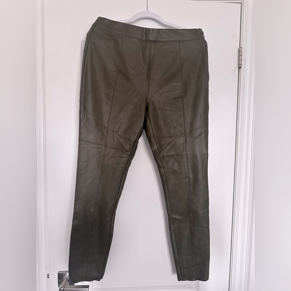 Topshop green leather pants